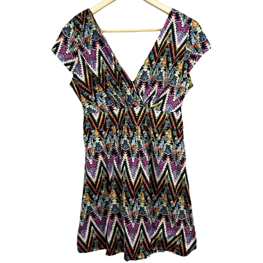 Patterned Chevron Multicolour Tunic Dress Size Medium
